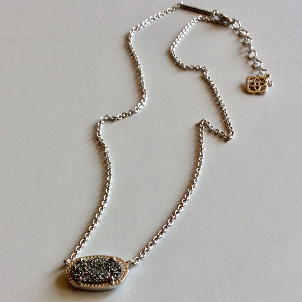Kendra Scott “Elisa” in Platinum Drusy 14k White Gold Plated Necklace